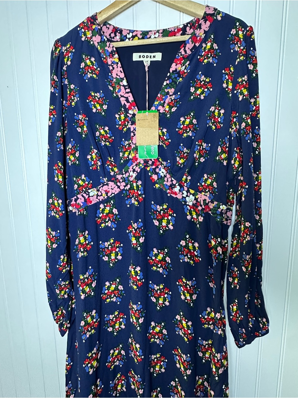 Boden Imelda Border Print Midi Dress French Navy, Poppy Bouquet R12 Floral - Picture 7 of 15